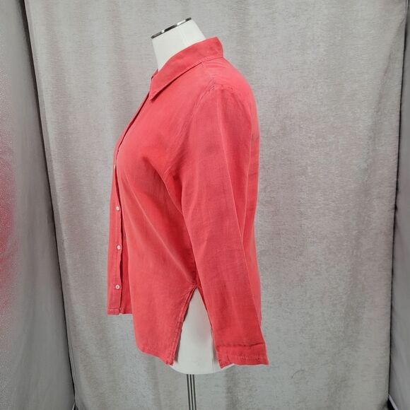 Liz and Jane Vintage Linen Artsy Long Sleeve Button Down Top Blouse XL - Picture 10 of 16